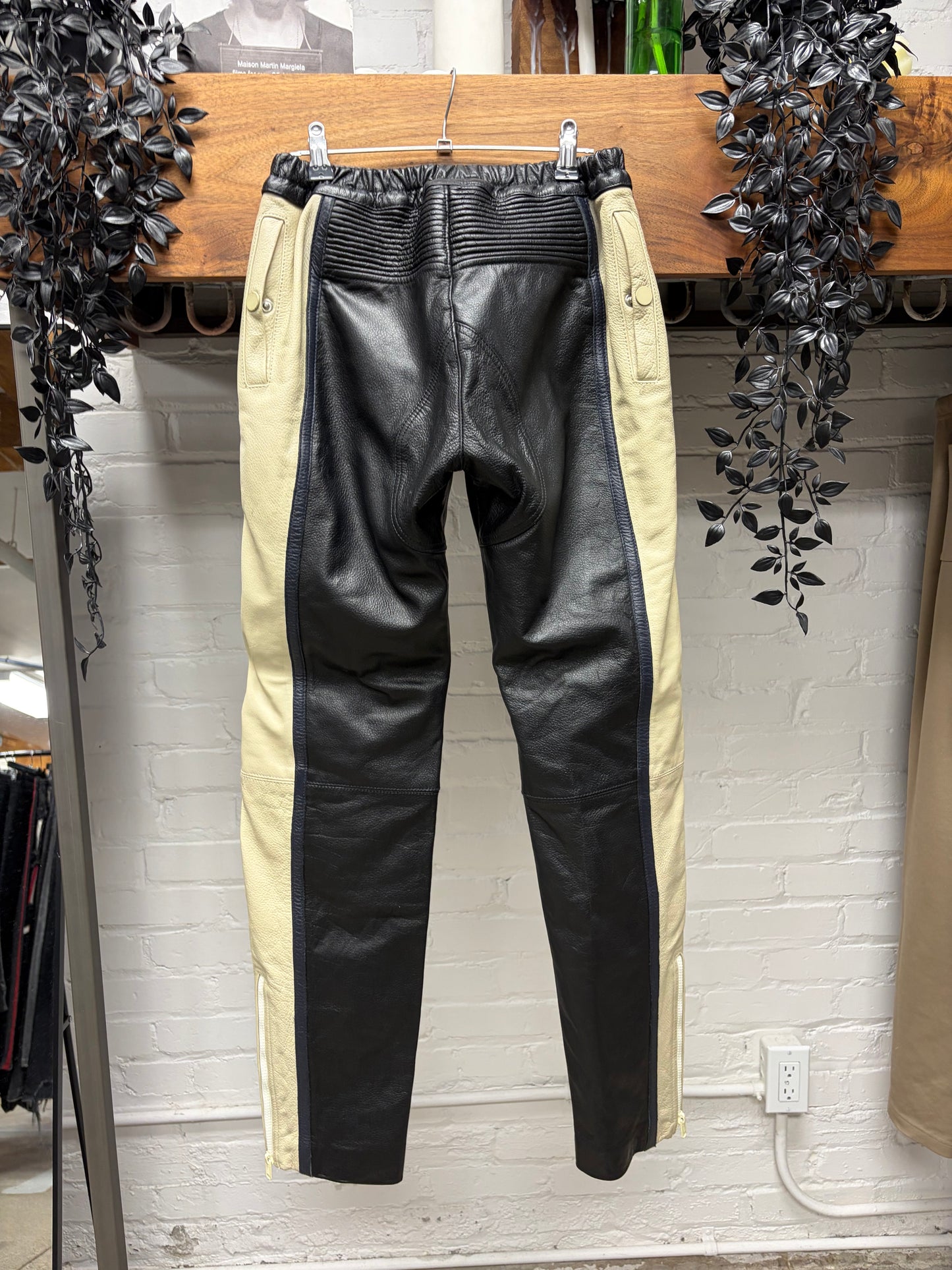Yeezy Season 5 Calfskin Leather Skinny Biker Moto Pants