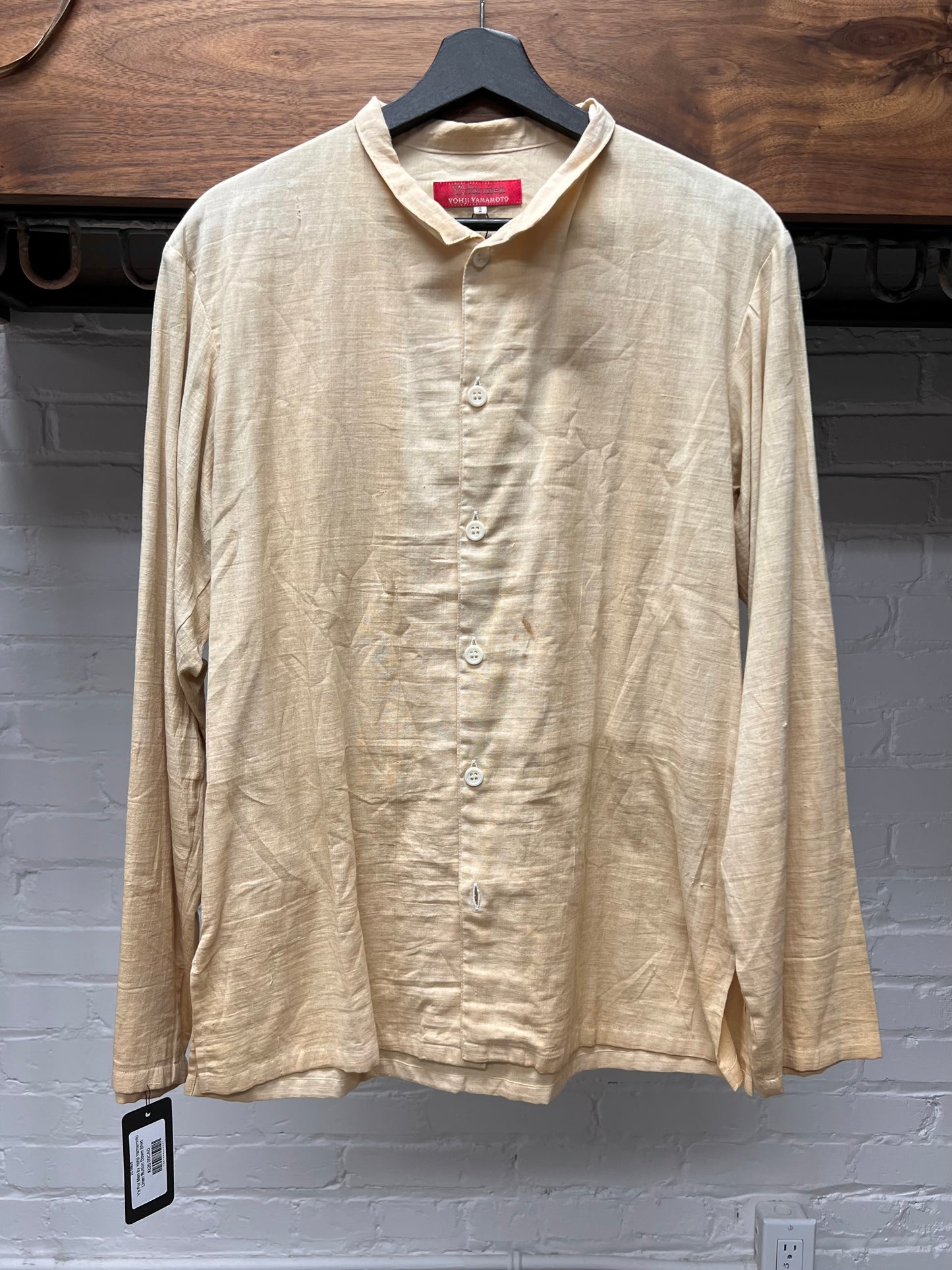 Yohji Yamamoto Y’s For Men Collarless Button Up Long Sleeve