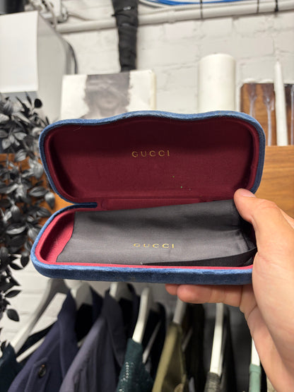 Gucci Black/Silver ‘GG Interlock Logo’ Oval Shape Glasses
