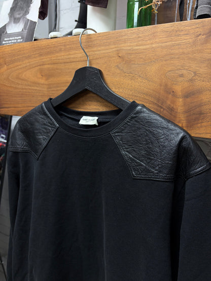2019 Saint Laurent Leather Shoulder Panelled Western Inspired Sweatshirt