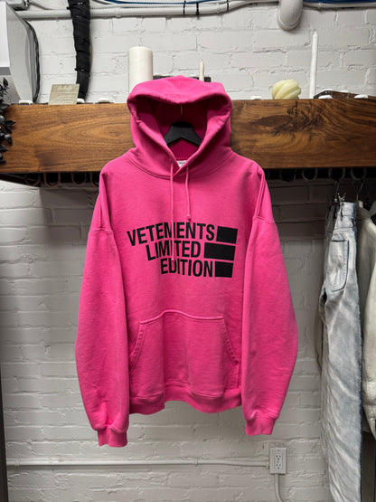 Vetements ‘Limited Edition’ Pink/Black Logo Hoodie