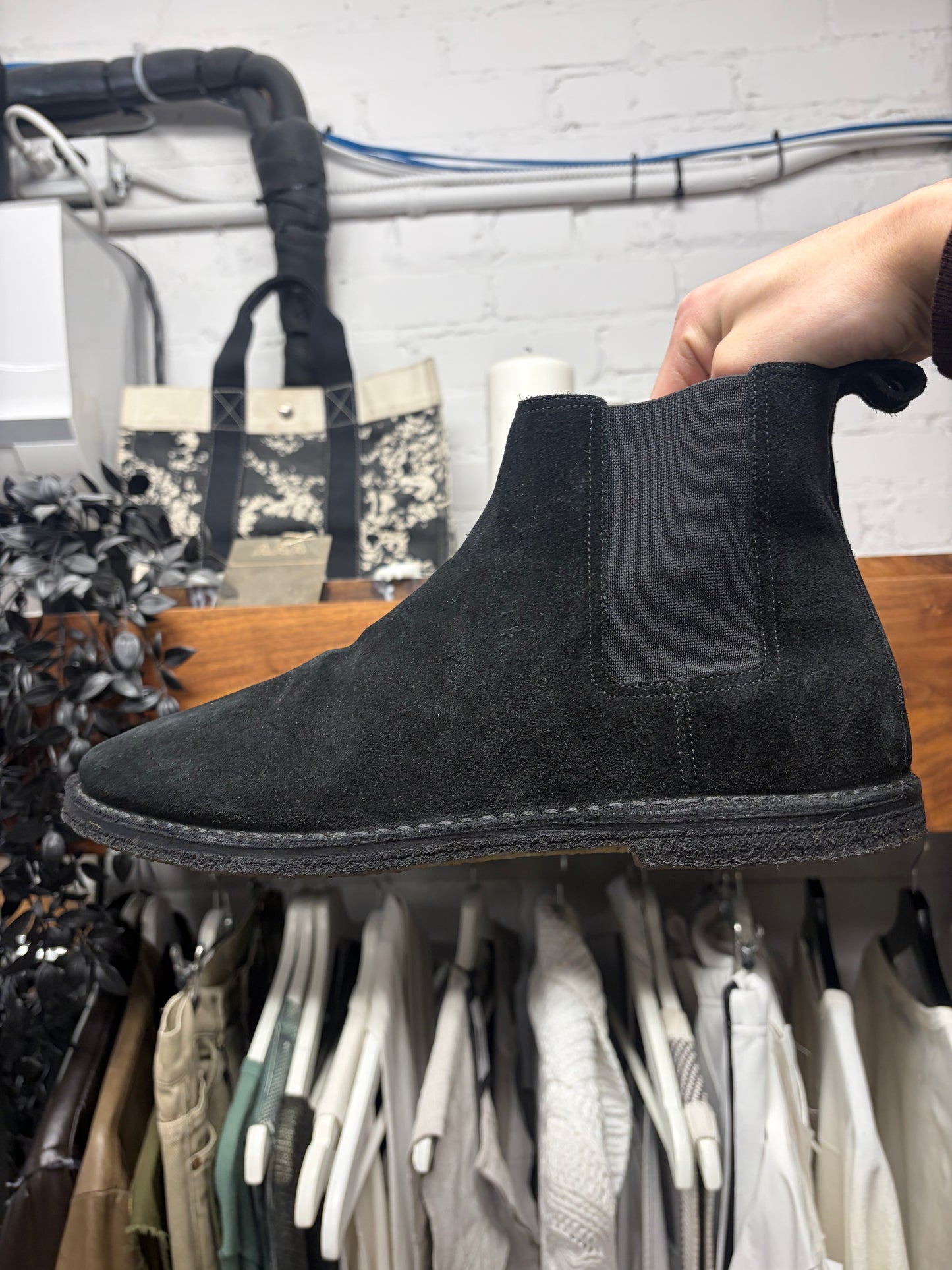 Saint Laurent Black Suede ‘Chelsea Boot’ With Crepe Sole