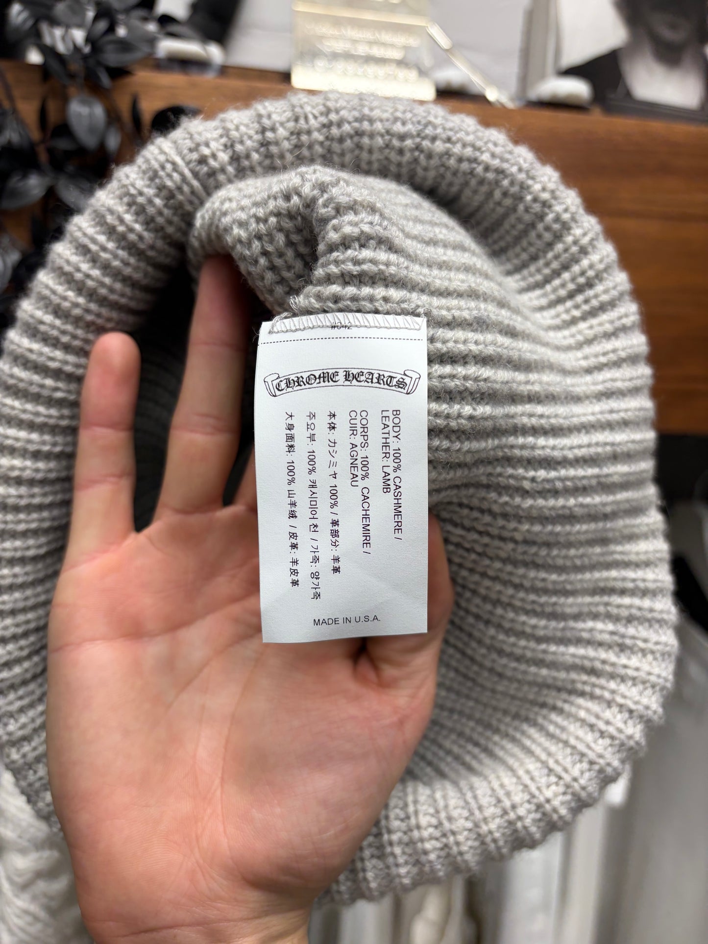 Chrome Hearts Lambskin Leather ‘Star Patch’ Cashmere Beanie