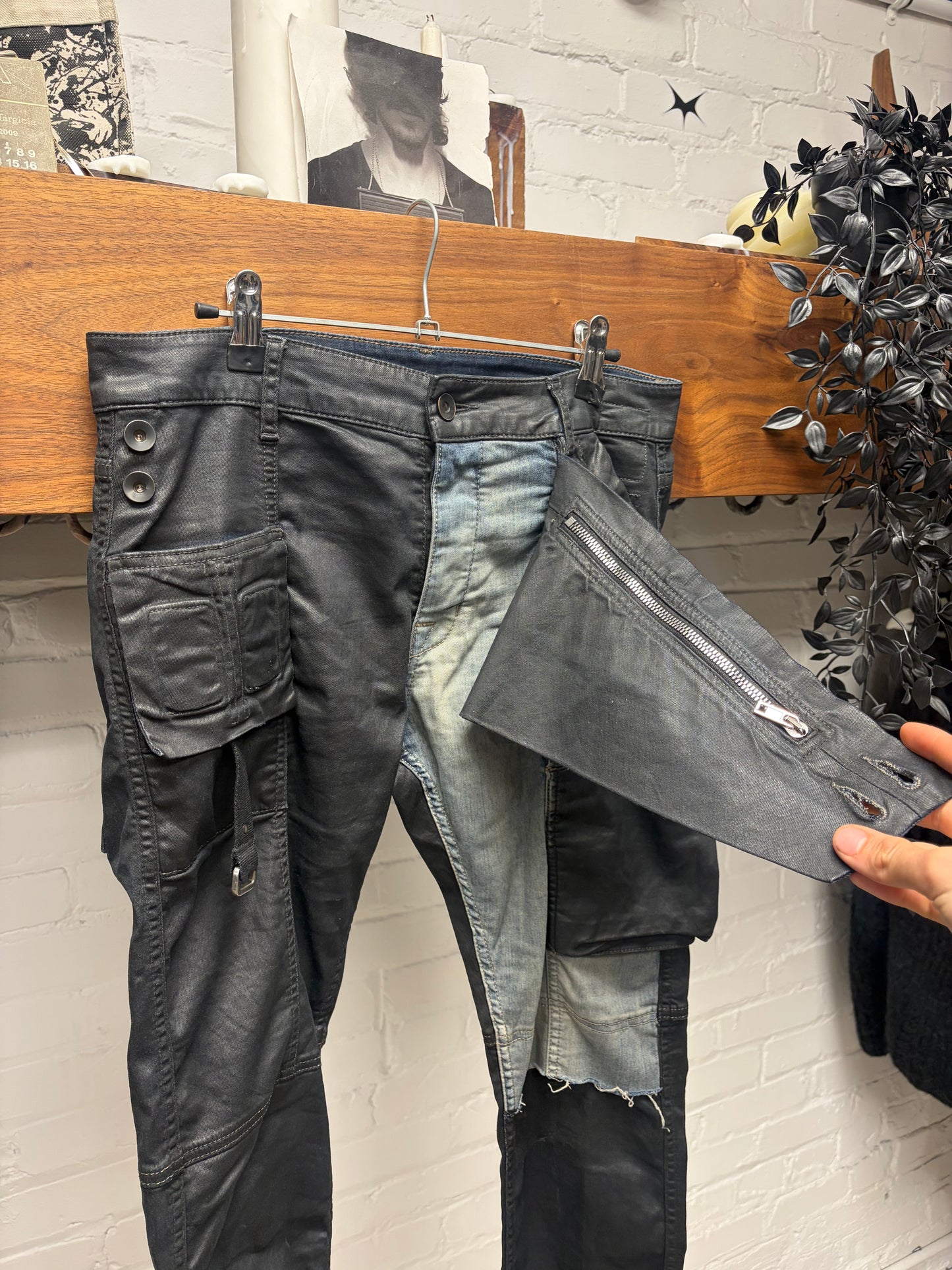 Rick Owens ‘Memphis’ Hybrid Waxed Black Denim