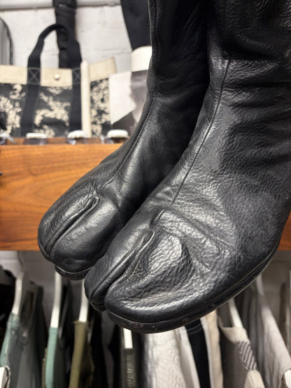 Maison Margiela ‘Tabi’ Split Toe Black Leather Monk Sole Boots