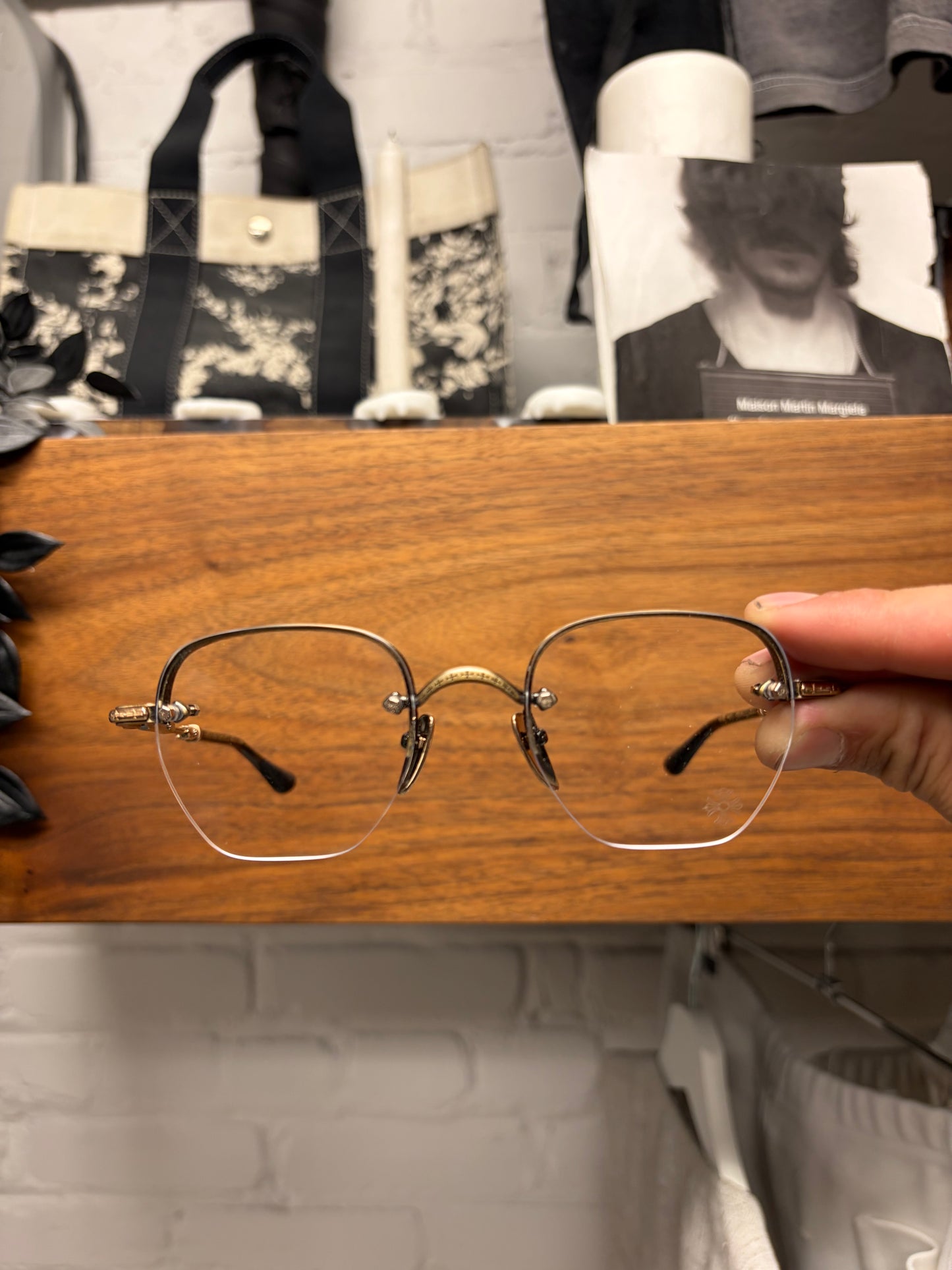 Chrome Hearts ‘Frosted’ 18K Gold Half Rim Glasses Frames