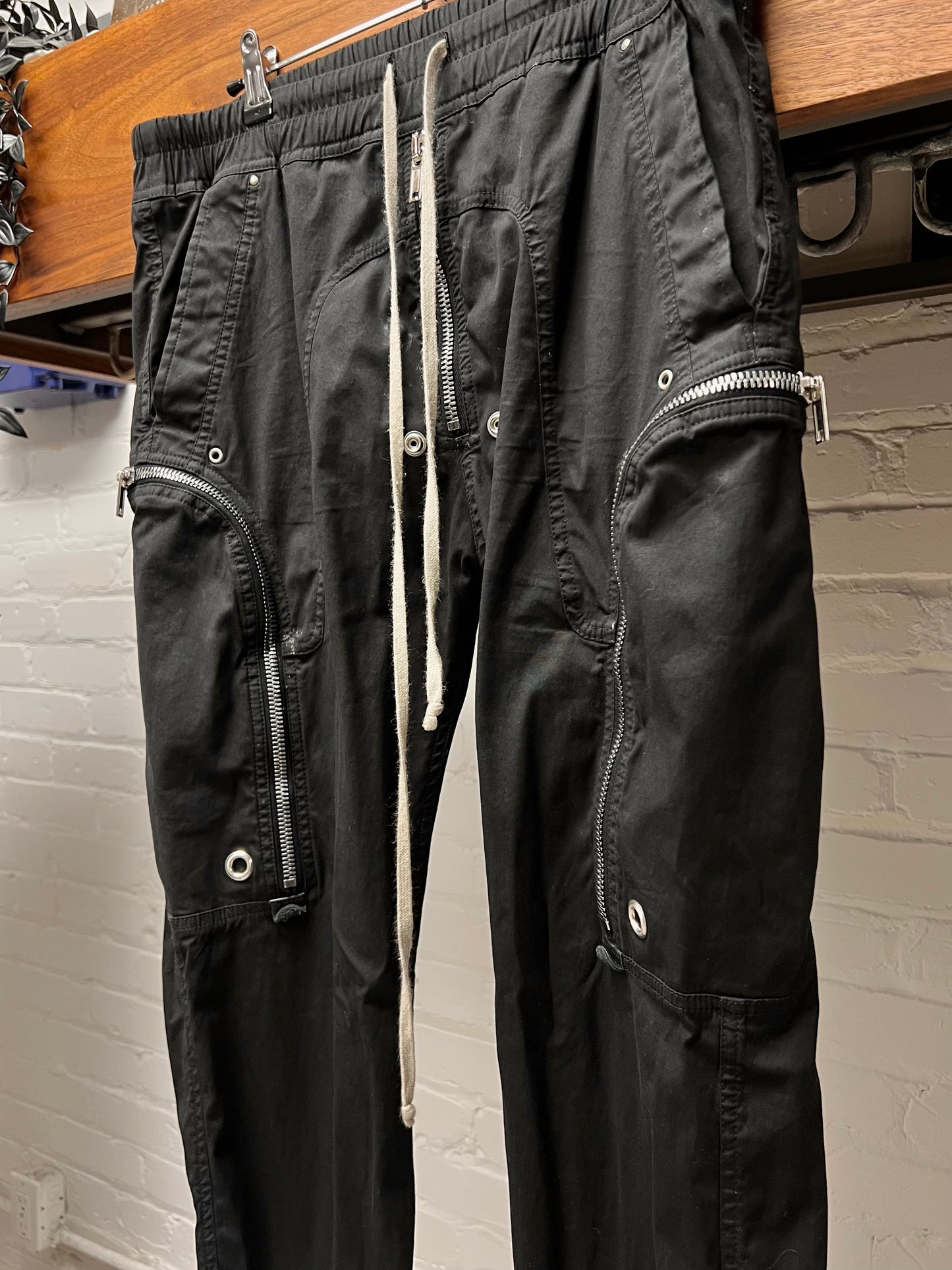 Rick Owens ‘Bauhaus’ Black Drawstring Cargo Jogger Pants