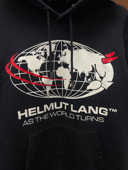 Helmut Lang ‘World Turns’ Globe Graphic Black Pullover Hoodie