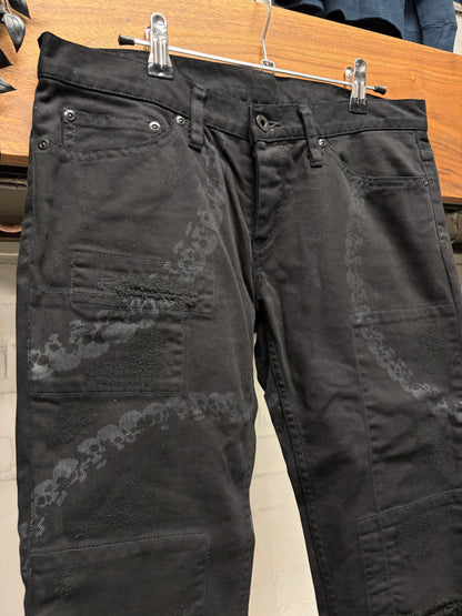 2000s Hysteric Glamour ‘Skull Print’ Black Skinny Jeans