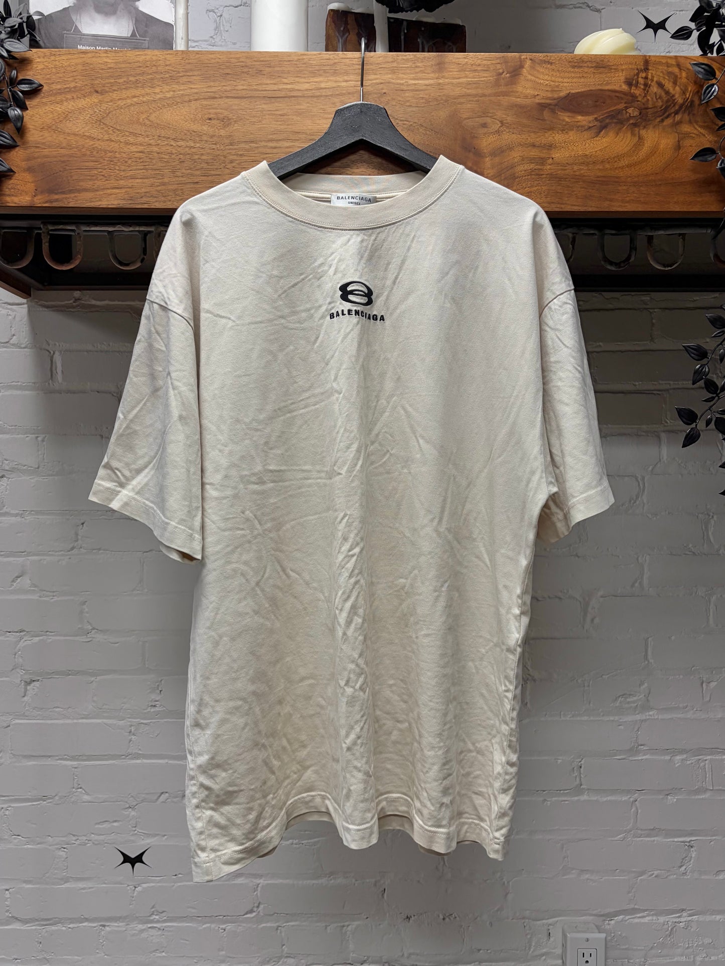 2021 Balenciaga ‘Unity Logo’ Cream White Oversized T-Shirt