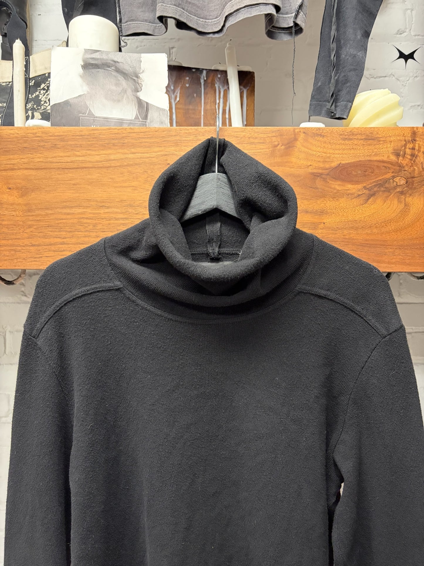 2024 Rick Owens x Moncler Black ‘Badge Logo’ Roll Neck Sweater
