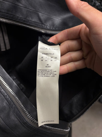 SS2022 Rick Owens ‘Fogachine’ Lambskin Leather ‘Gary’ High Neck Jacket