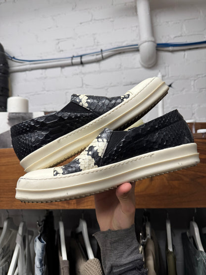 Rick Owens Python Leather ‘Ramones’ Slip On Sneakers