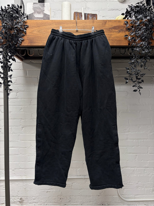 2020 Balenciaga Unbranded Black Wide Leg Heavy Cotton Sweatpants