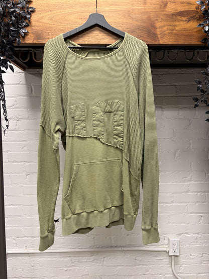 Greg Lauren Reconstructed Thermal Cotton/Crewneck Long Sleeve Shirt