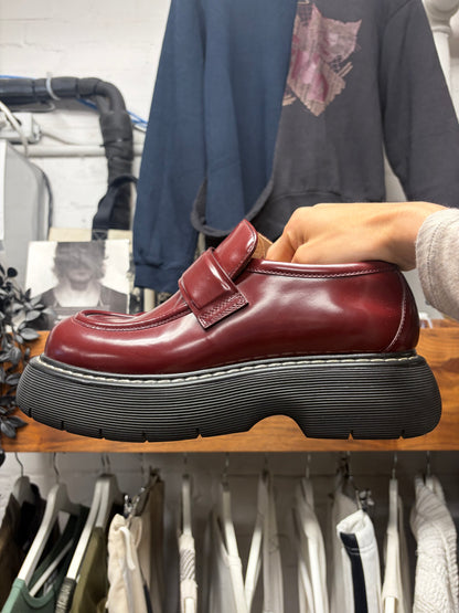 Bottega Veneta Dark Red/Black ‘Swell’ Patent Leather Platform Loafers