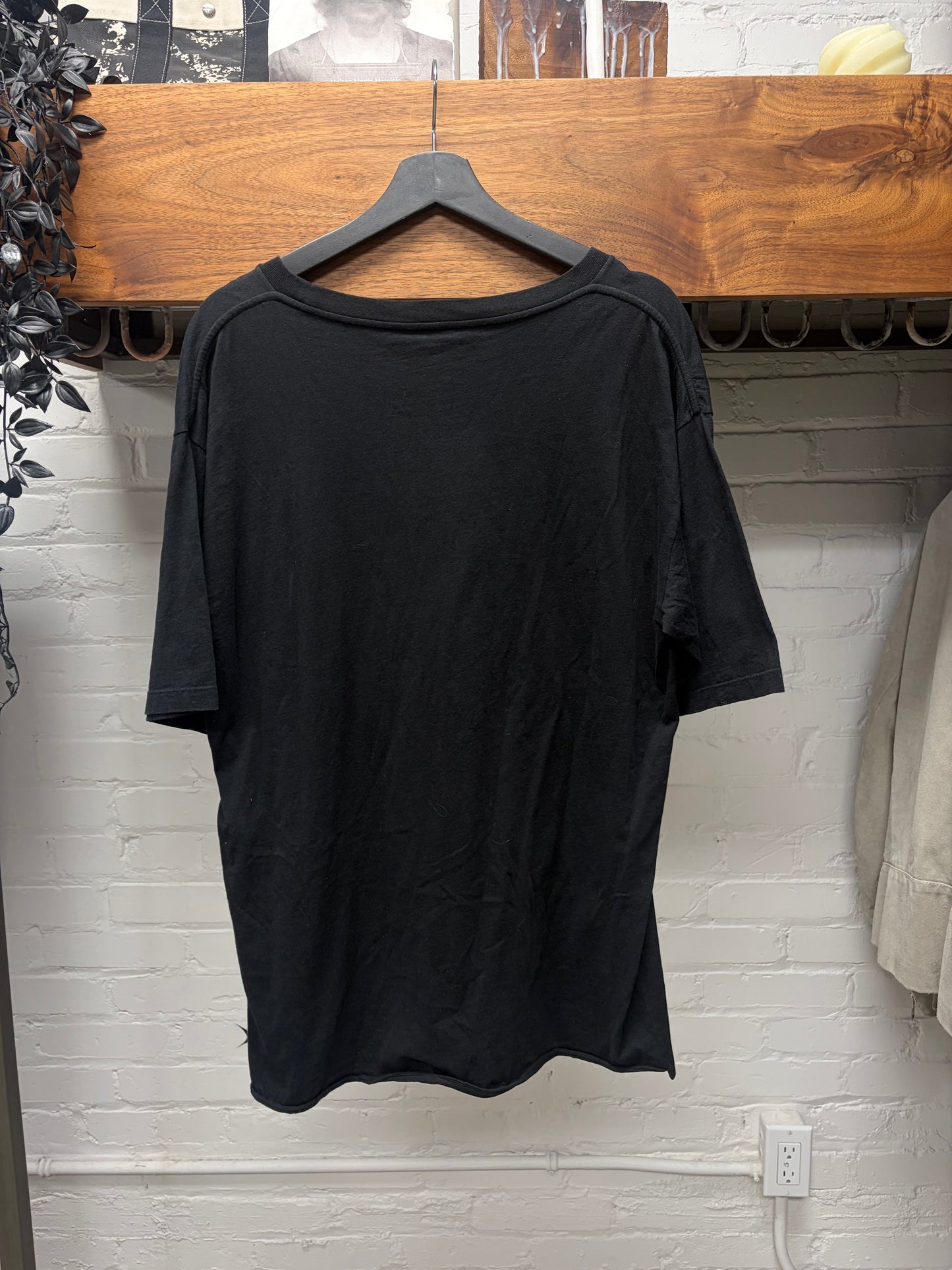 2021 Saint Laurent ‘Cursive Logo’ Black Graphic T-Shirt
