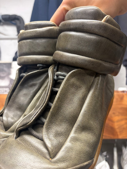 Maison Margiela Dark Green/Gum Sole ‘Future’ Patent Leather High Top Sneakers