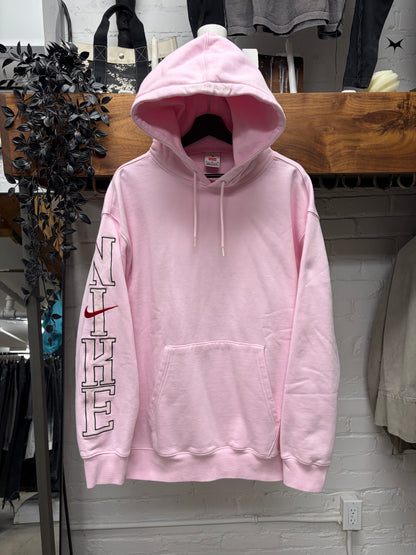 SS2024 Supreme x Nike Pink Embroidered Sleeve Logo Pullover Hoodie