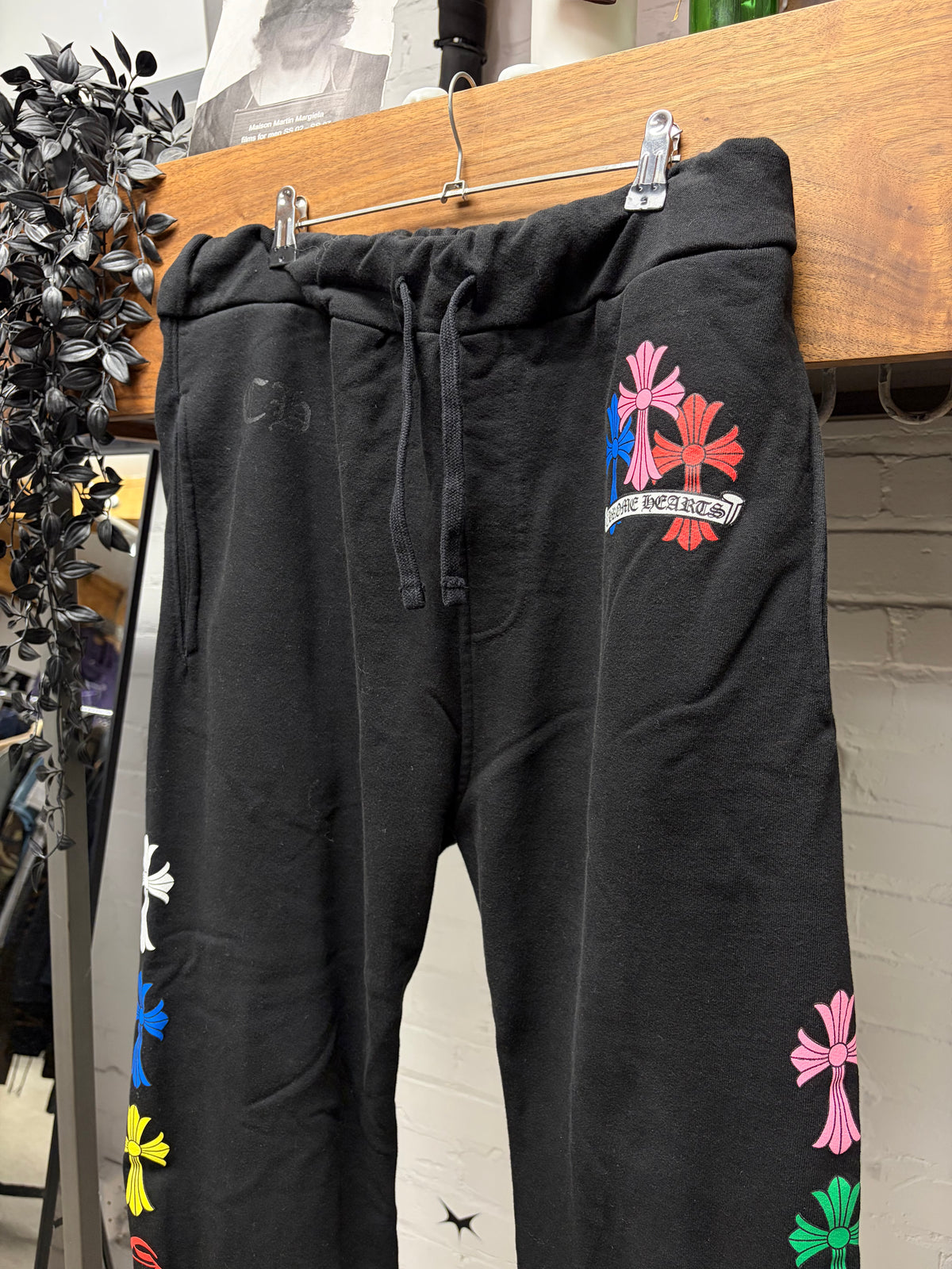 Chrome Hearts Multicolor ‘Cemetery Cross’ Flooded Black Drawstring Sweatpants