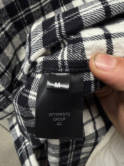 Vetements Black/White ‘Metalized’ Pyjama Plaid Oversized Shirt
