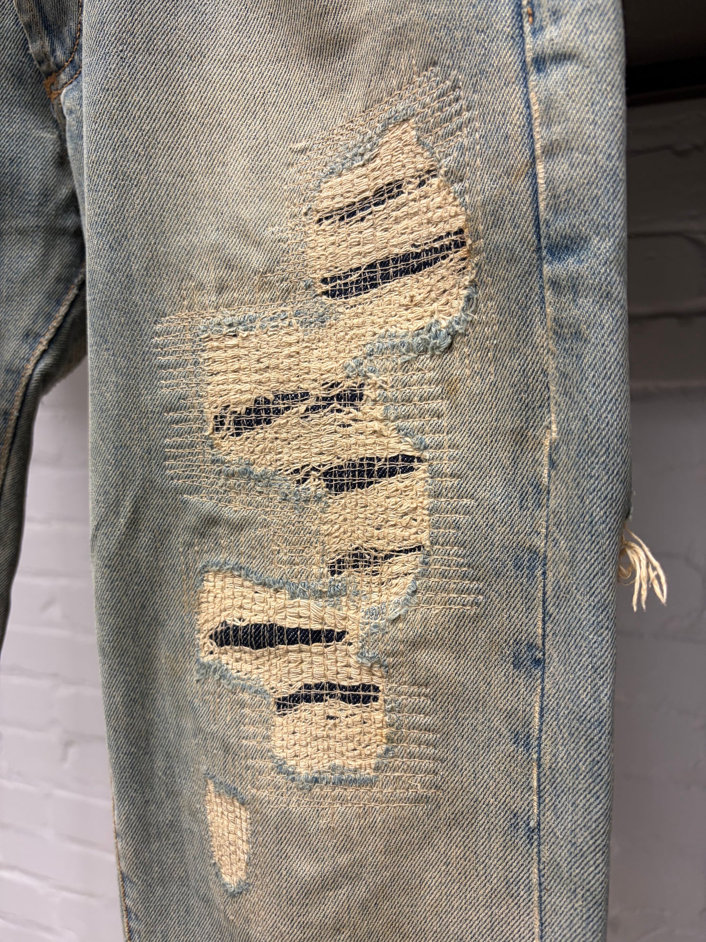 SS2006 Dior Homme by Hedi Slimane ‘Crash’ Unaltered Distressed Blue Dirt Wash Skinny Jeans