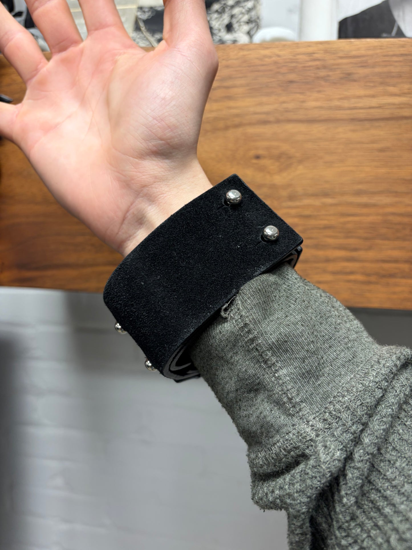 Alyx Studios Classic ‘Rollercoaster’ Black Blistered Leather Bracelet