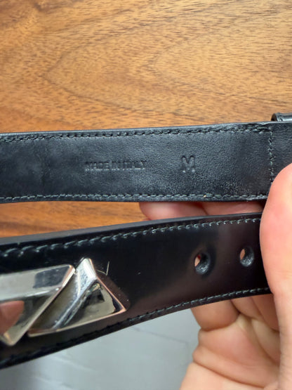 Prada Brushed Calfskin Leather Studded Black Dog Collar