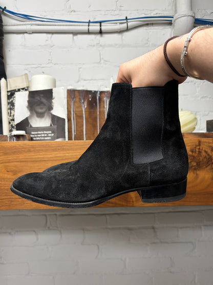 Saint Laurent Black Suede ‘Wyatt’ Chelsea Boots
