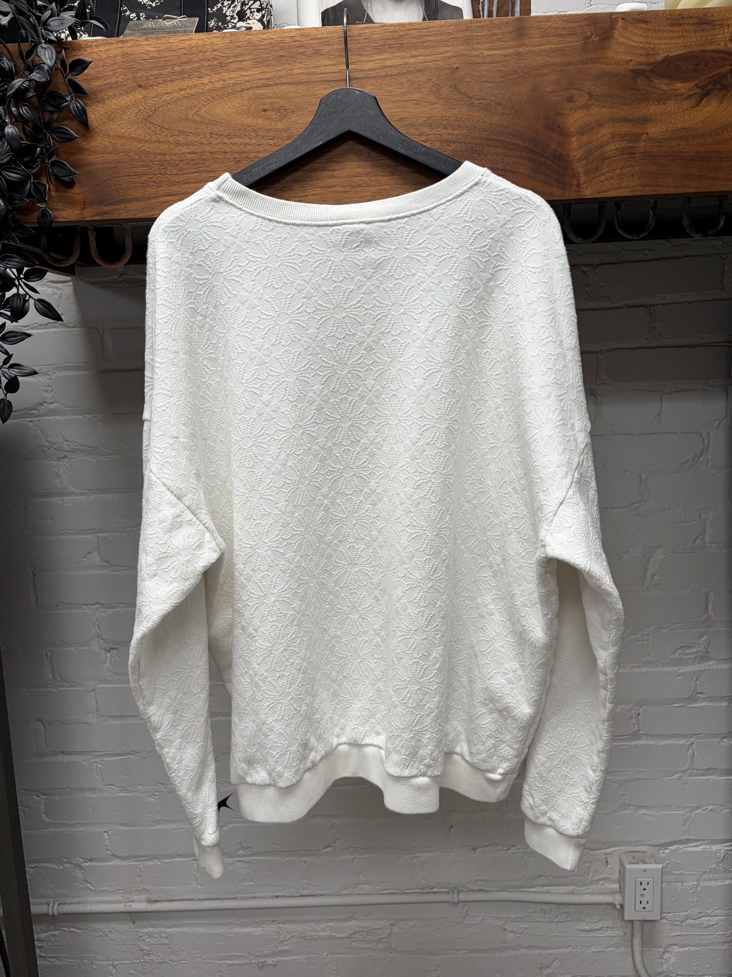 Chrome Hearts Towel Jacquard Plus Cross White Pullover Crewneck