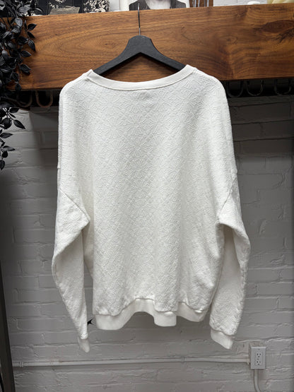 Chrome Hearts Towel Jacquard Plus Cross White Pullover Crewneck