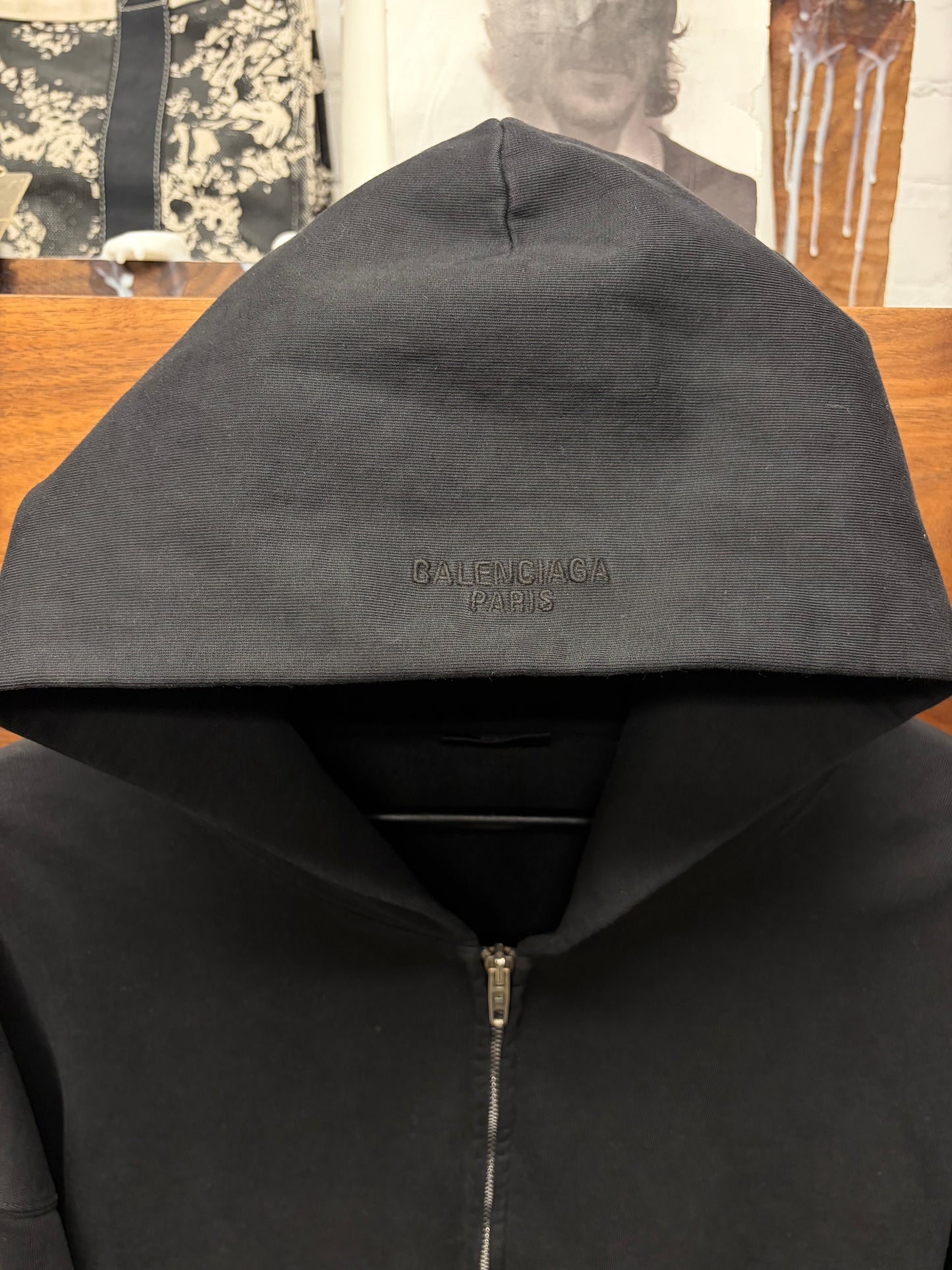 2022 Balenciaga ‘Logo-less’ Black Zip-Up Heavy Cotton Hoodie