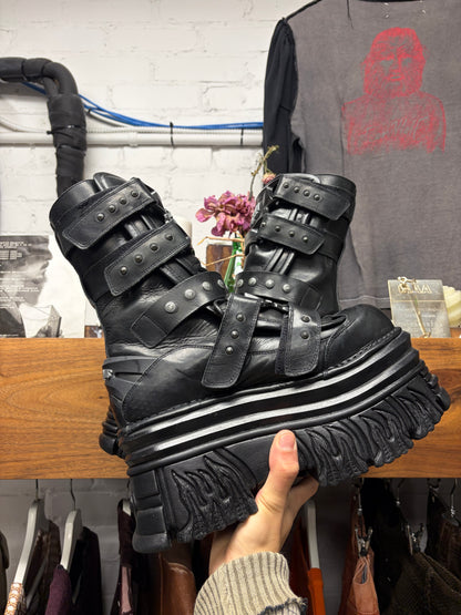 Vetements x New Rock ‘Gamer’ Platform Black Leather High Top Boots