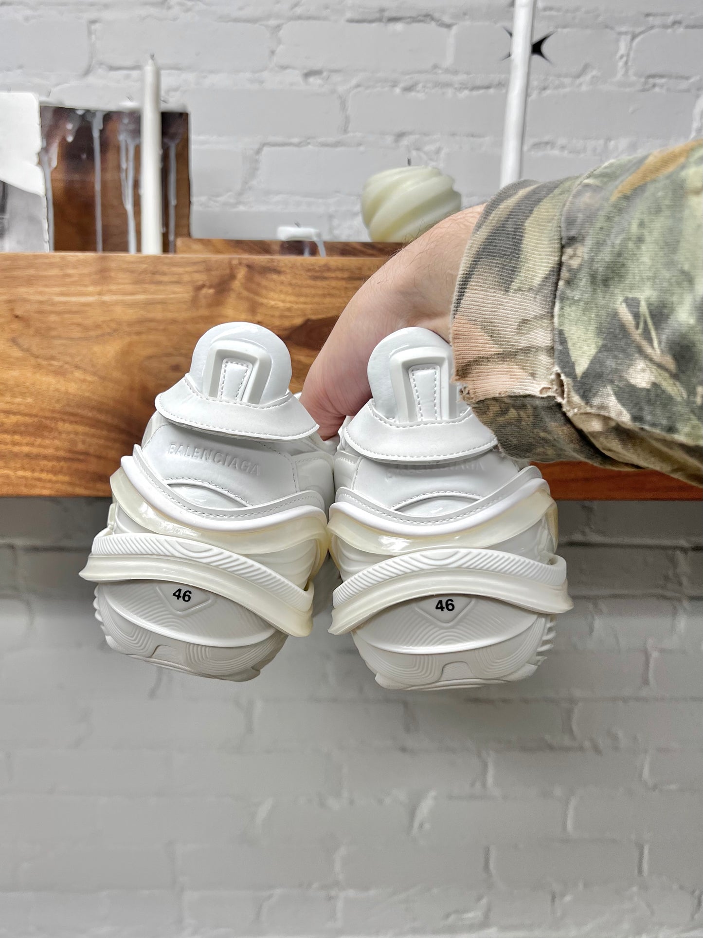 Balenciaga ‘Tyrex’ Triple White Caged Low Top Sneakers