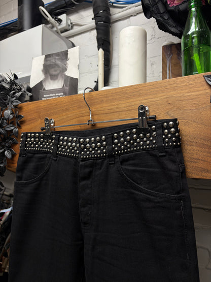 2011 Prada ‘Studded Waistband’ Silver Detailed Black Skinny Jeans