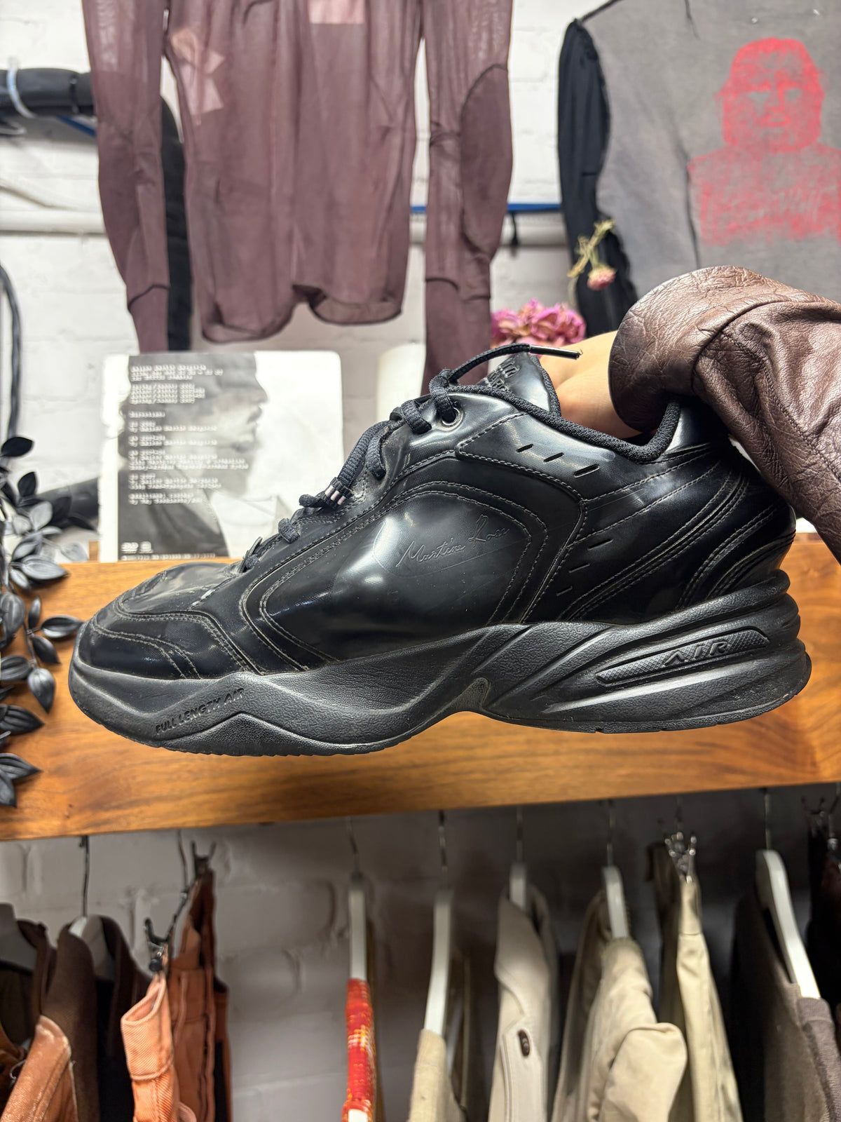 Martine Rose x Nike ‘Air Monarch’ Black Leather Low Top Sneakers