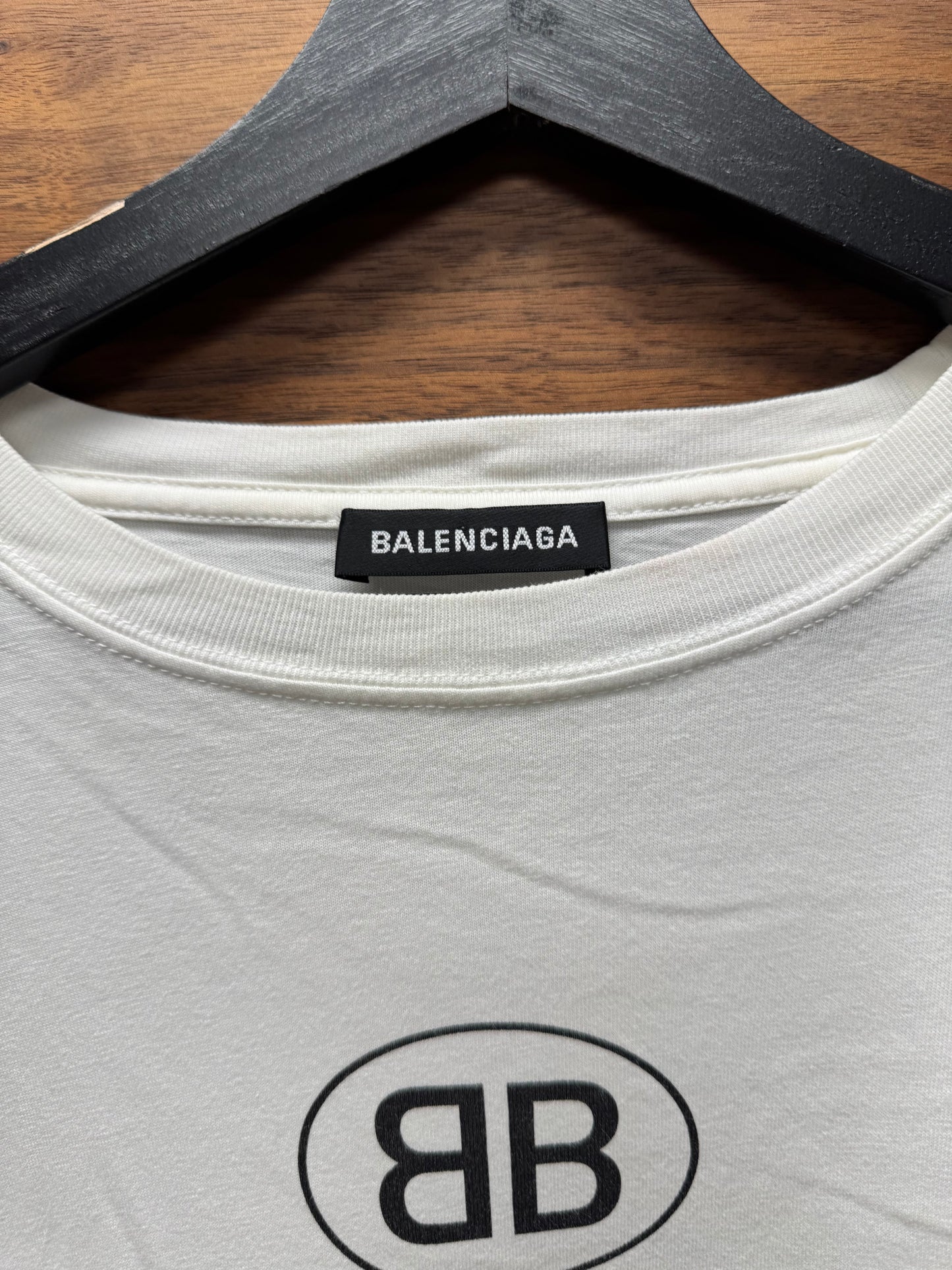 2018 Balenciaga ‘BB Crest’ Logo White Graphic T-Shirt