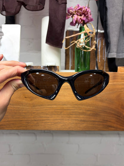 Balenciaga ‘Runner Cat’ Glossy Black Wraparound Sunglasses