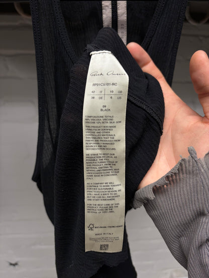 SS2023 Rick Owens ‘Edfu’ Ribbed Black Tank Top