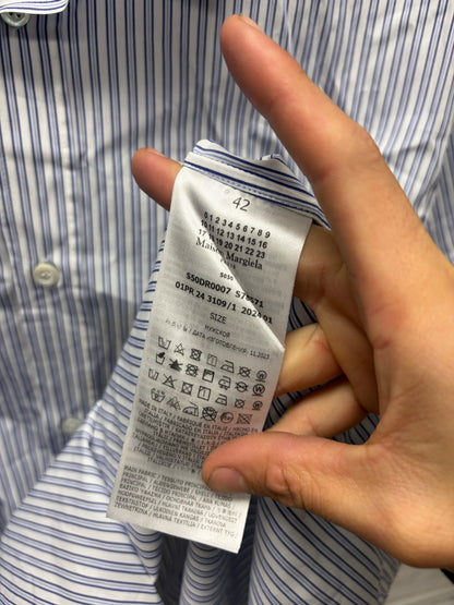 SS2024 Maison Margiela Pinstripe Blue/White Short Sleeve Button Up Shirt