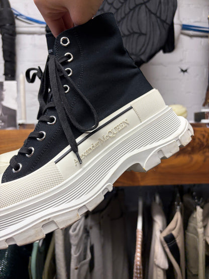 Alexander McQueen ‘Tread Slick’ Black Platform Sole Canvas High Top Sneaker