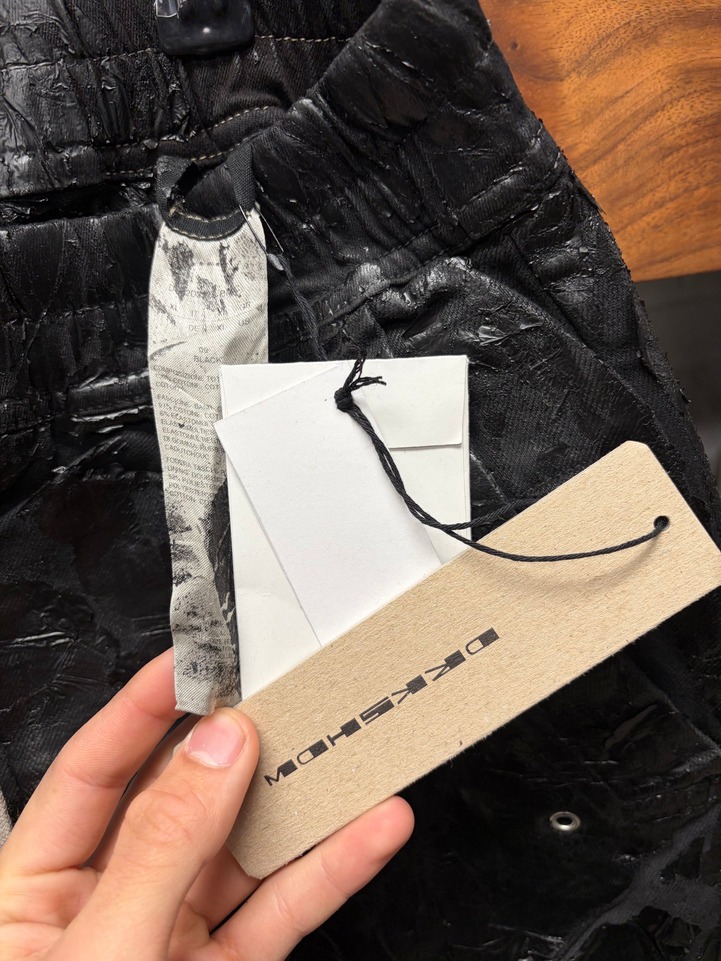 AW2024 Rick Owens ‘Porterville’ Waxed Black ‘Geth Bela’ Wide Leg Pants