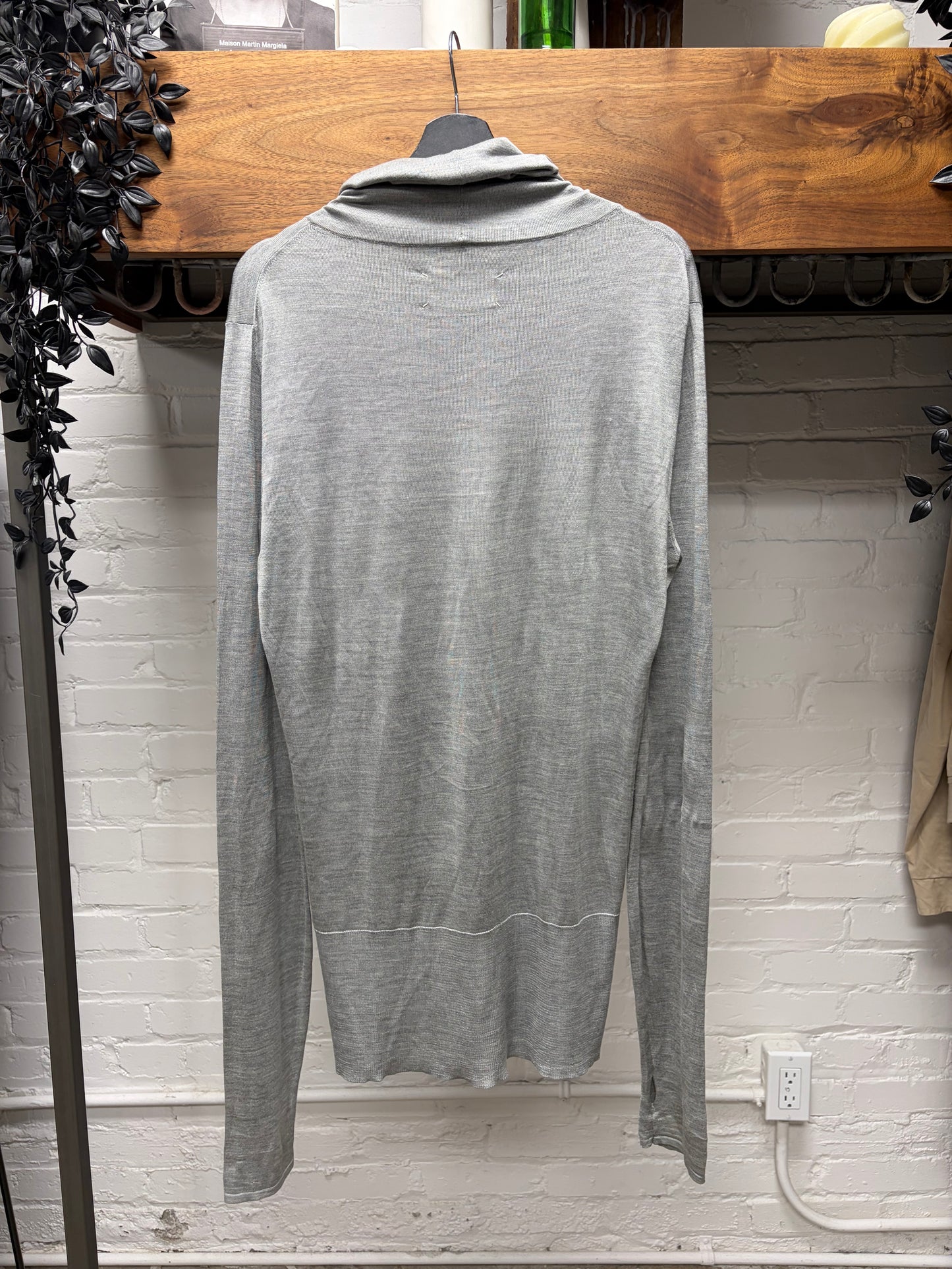 2011 Maison Margiela Ribbed Grey ‘Thumbhole’ Turtleneck Sweater