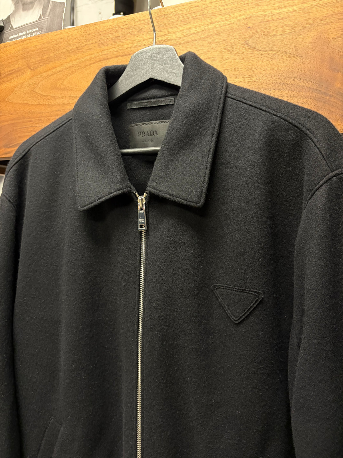 2021 Prada Wool/Cashmere Blend Black ‘Blouson’ Zip-Up Jacket