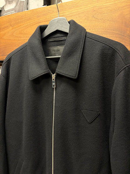 2021 Prada Wool/Cashmere Blend Black ‘Blouson’ Zip-Up Jacket