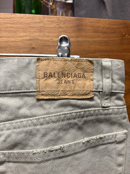 2022 Balenciaga Dirt Washed Grey Bootcut Denim