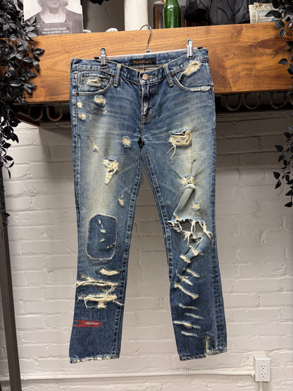 SS2005 Undercover ‘But Beautiful’ 60 Red Yarn Distressed Blue Denim
