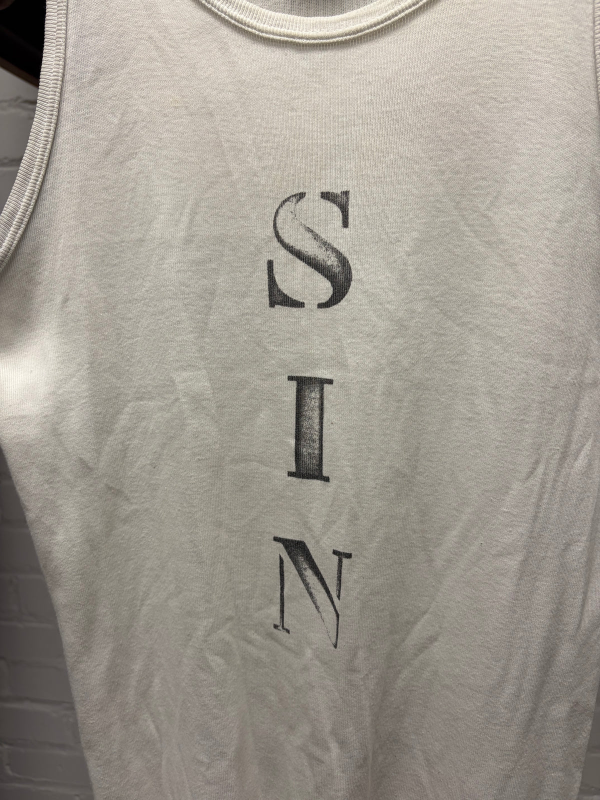 SS2003 Ann Demeulemeester ‘Sin’ White Ribbed Cotton Tank Top