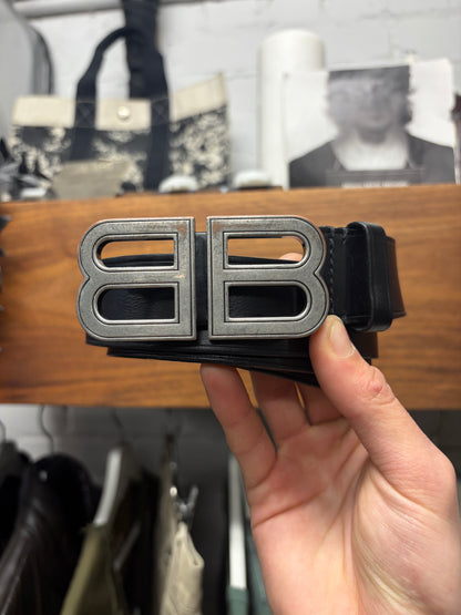 Balenciaga ‘BB Hourglass Logo’ Black Leather Belt