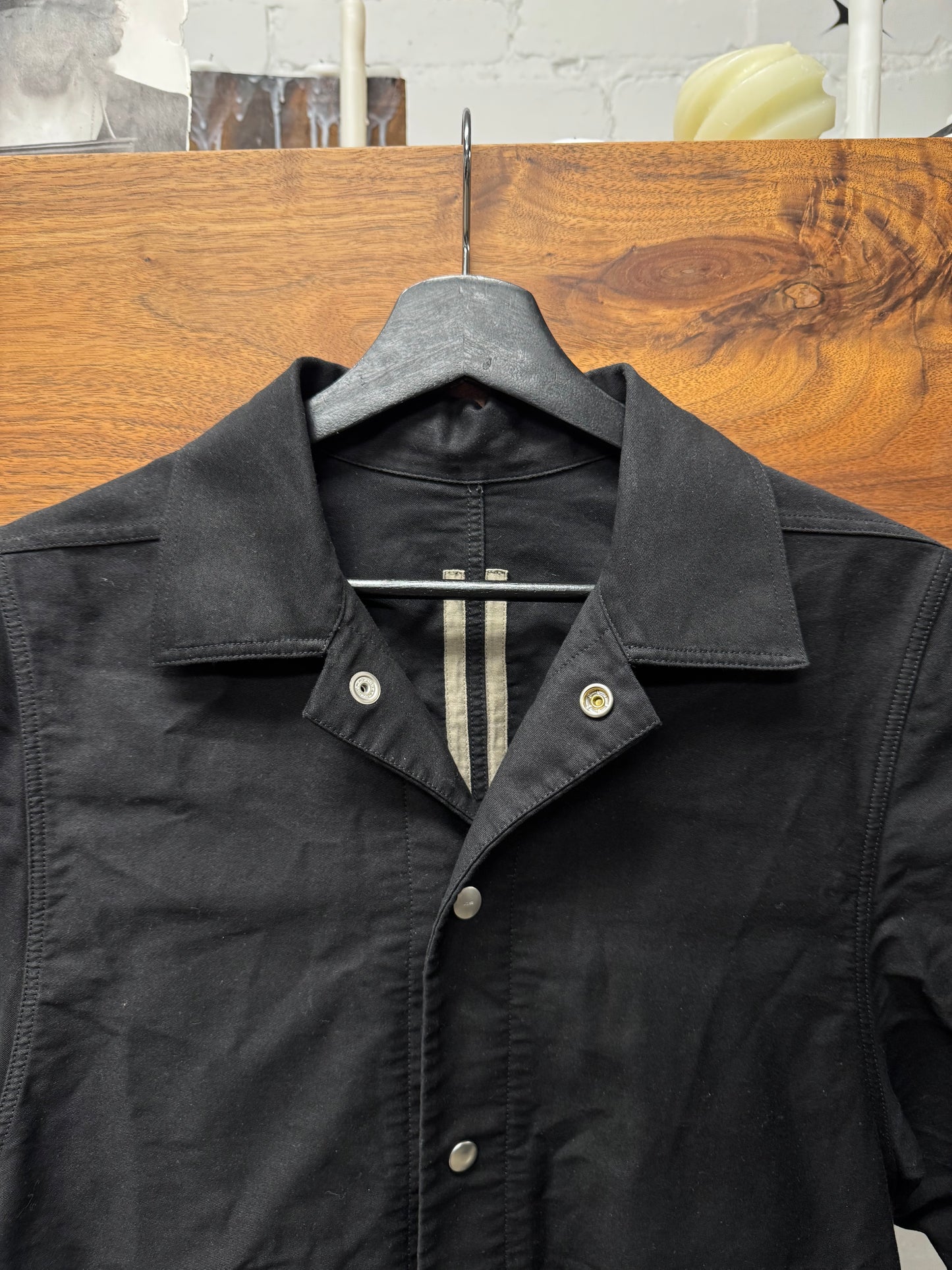 Rick Owens DRKSHDW Patch Black Camp Collar Oversized Short Sleeve Shirt